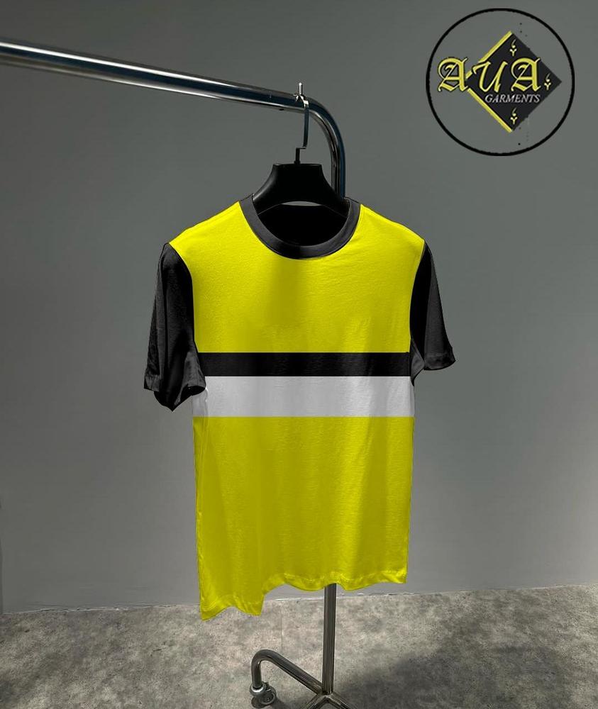 1 Pc Cross Panel Shirts For Men's - Yellow