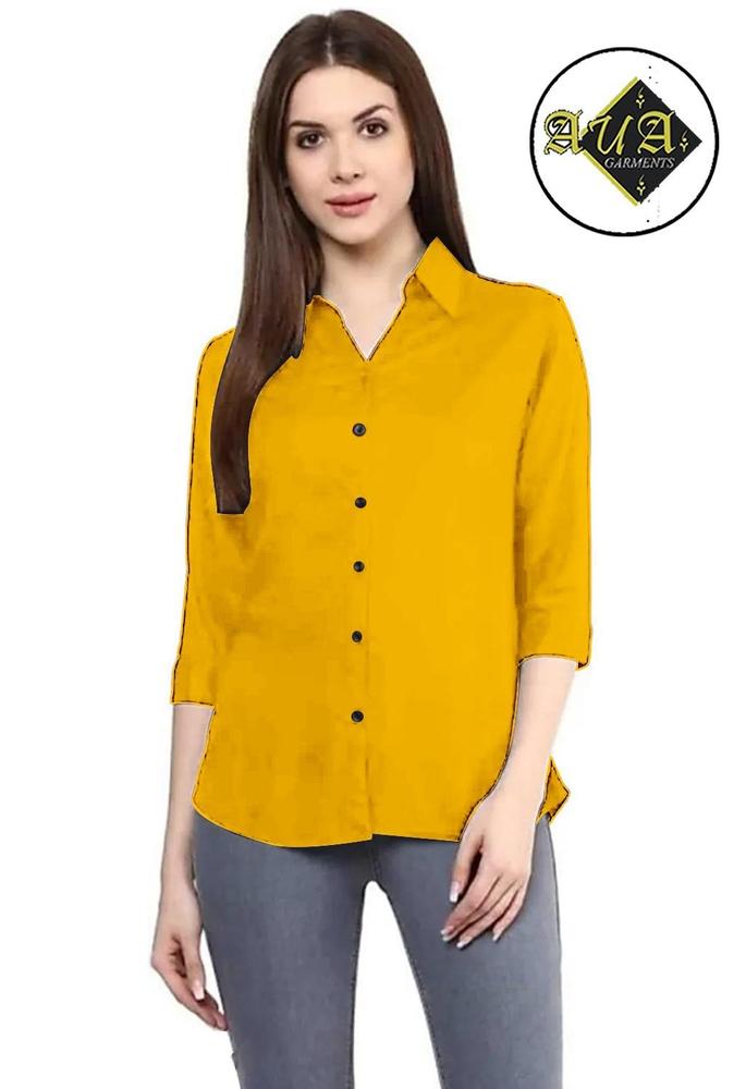 1 Pc Women's Stitched Shamery Plain Button Down Shirt