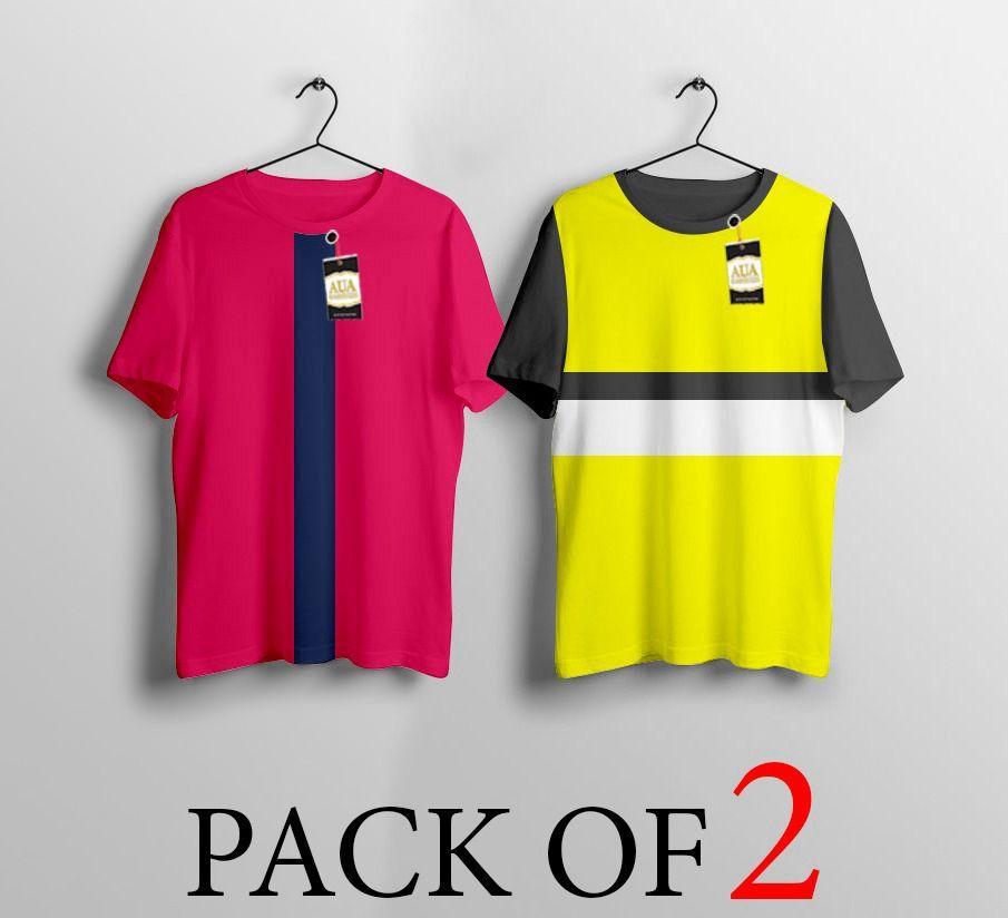 2 Pcs Women's Stitched Plain T-Shirt