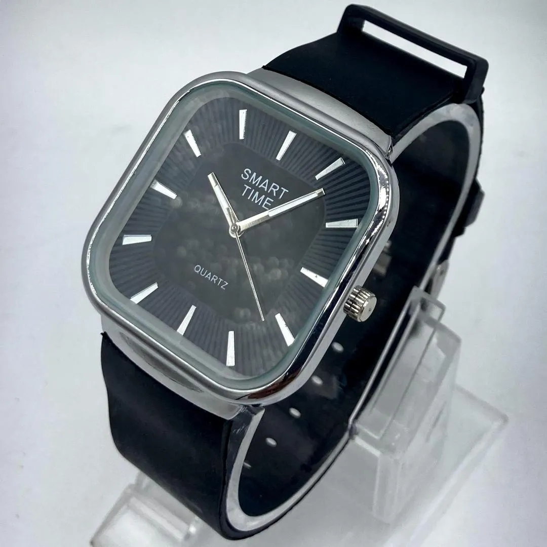 Unisex Movement: Quartz,  SMART TIME Analog Quartz Watch - Black Dial & Silicone Strap