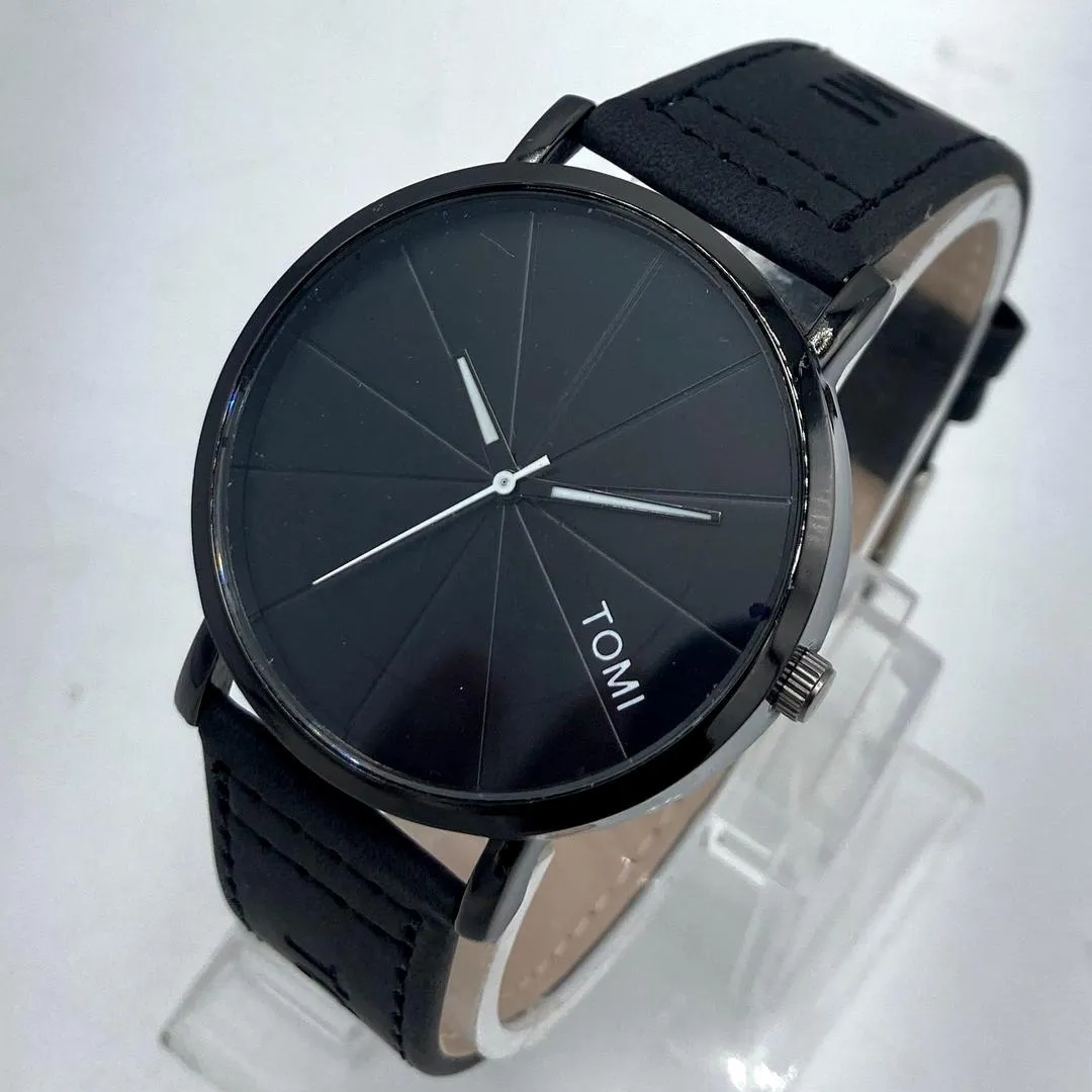 Unisex Movement: Quartz, Sleek and Modern TOMI Quartz Watch - All Black Design