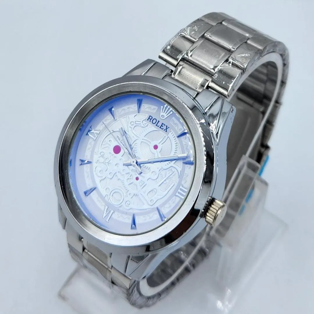  Men's Skeleton Dial Watch - Stainless Steel Strap,