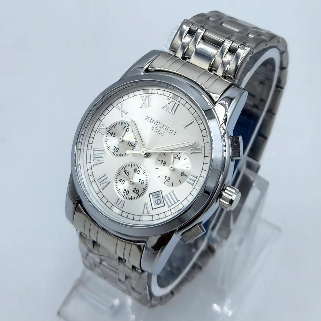 KIMSOUUN 1868 Men's Classic Chronograph Watch - Silver