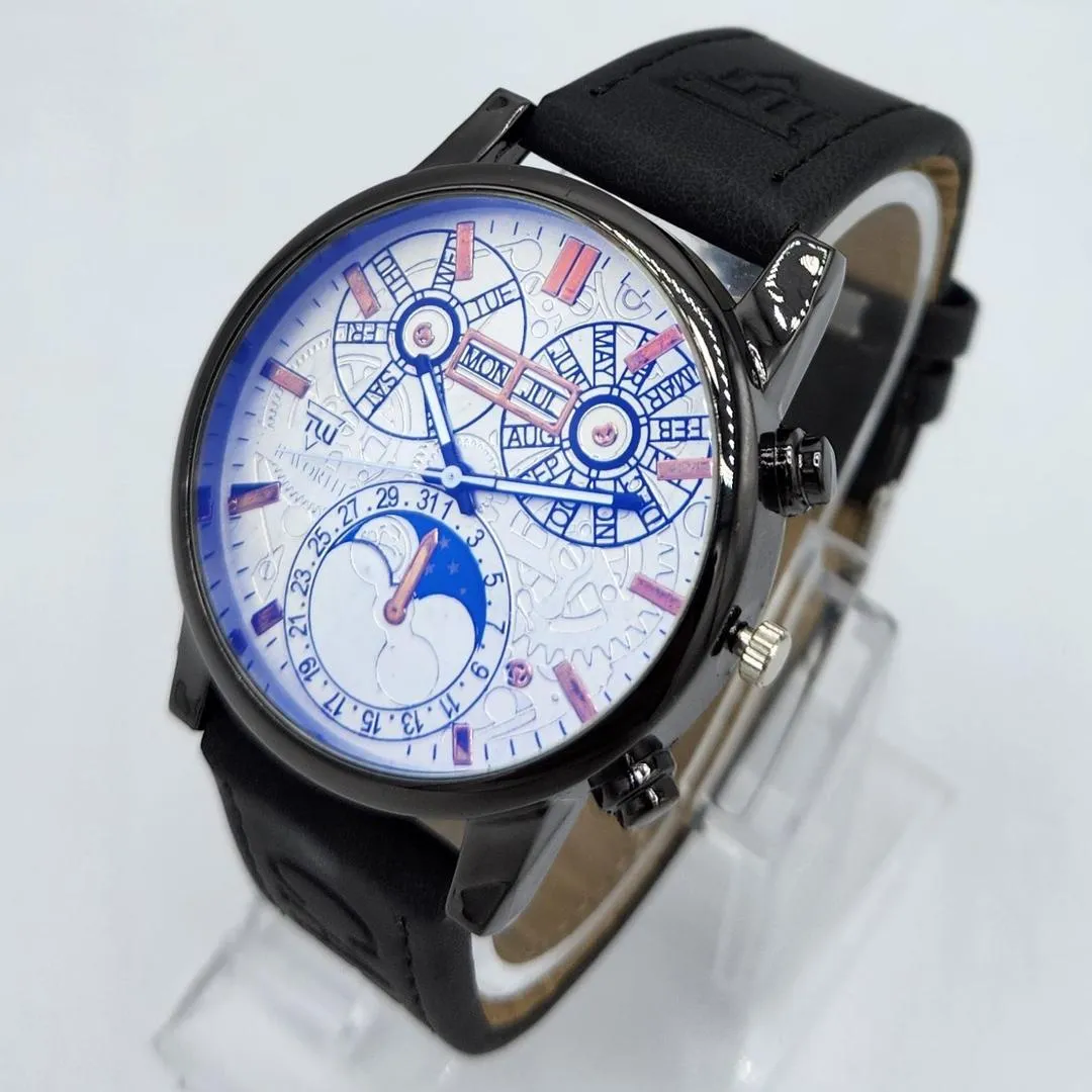  Time Worth Men's Watch - Moon Phase (Available in Cream Dial or White Dial)