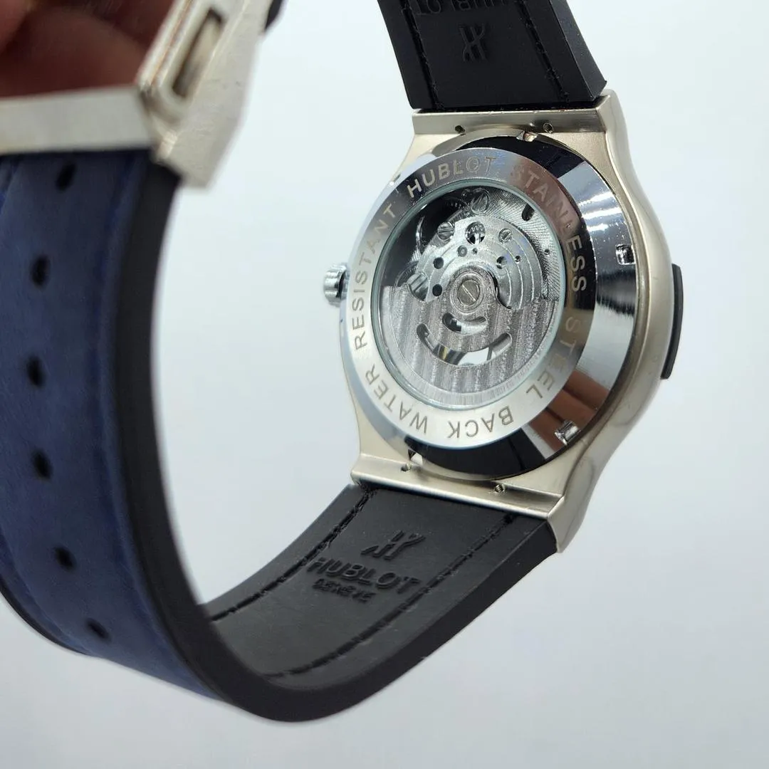Hublot Blue Skeleton Dial Men's Watch Steel Blue Strap
