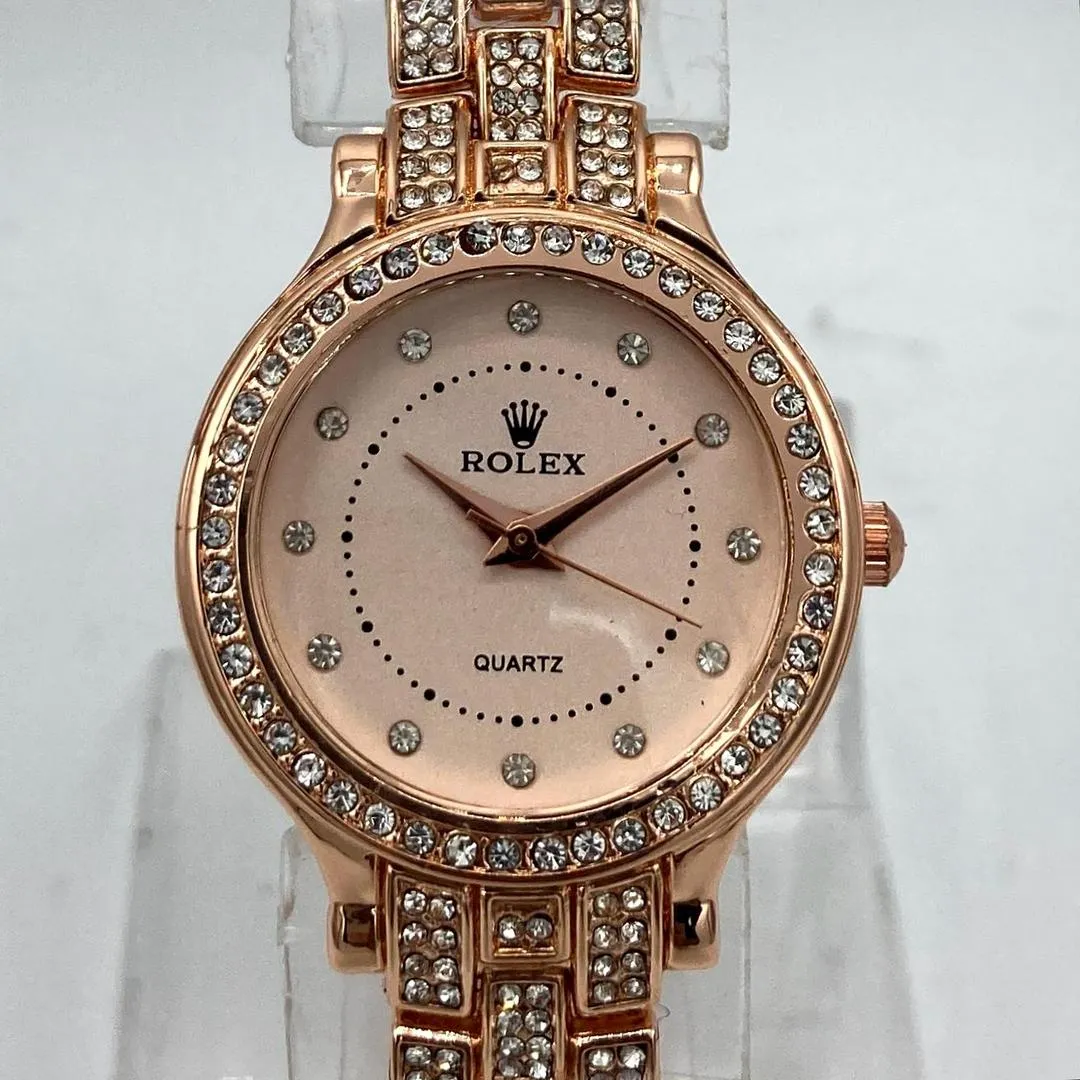 Rose Gold Crystal Watch for Women Wedding Eid Office