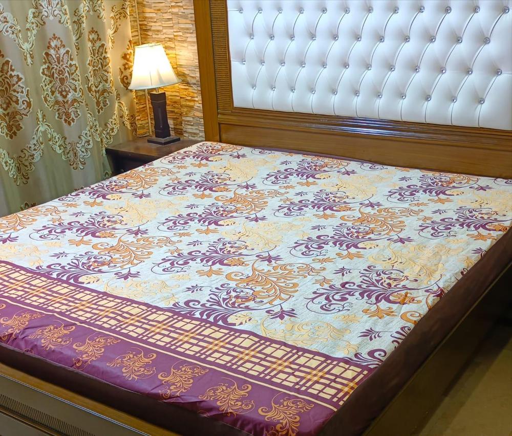 Terry Cotton Printed Double Bed Mattress Cover