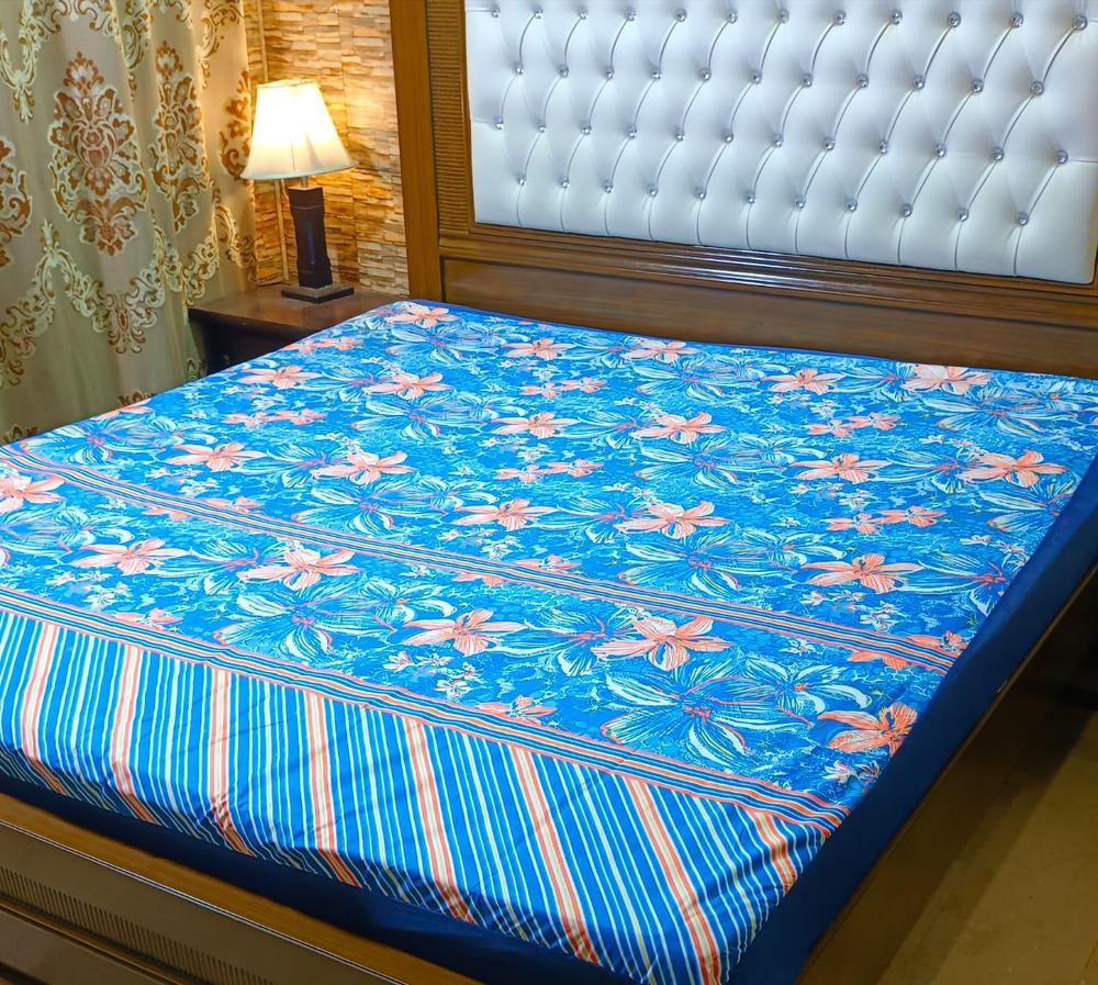 Terry Cotton Printed Double Bed Mattress Cover