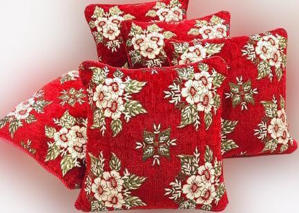 5 Pcs Velvet Floral Printed Cushion Without Filling
