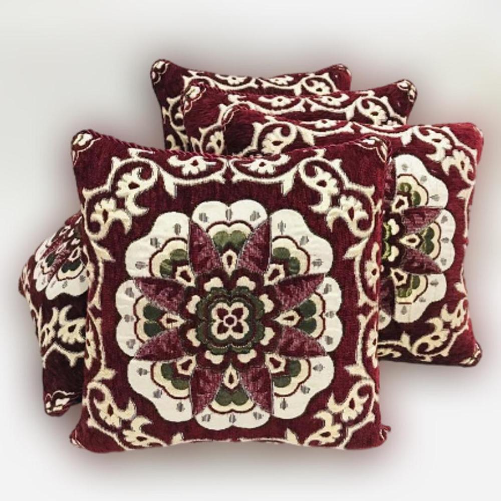 5 Pcs Velvet Floral Printed Cushion Without Filling
