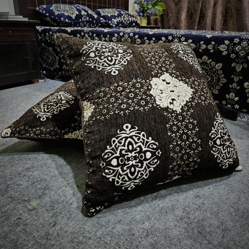 2 Pcs Velvet Embroidered Floor Cushion Cover