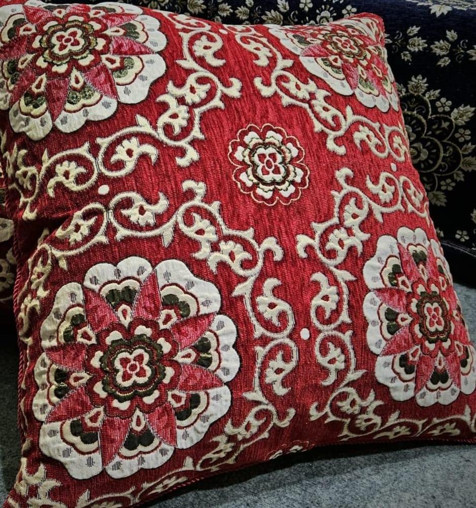 2 Pcs Velvet Embroidered Floor Cushion Cover