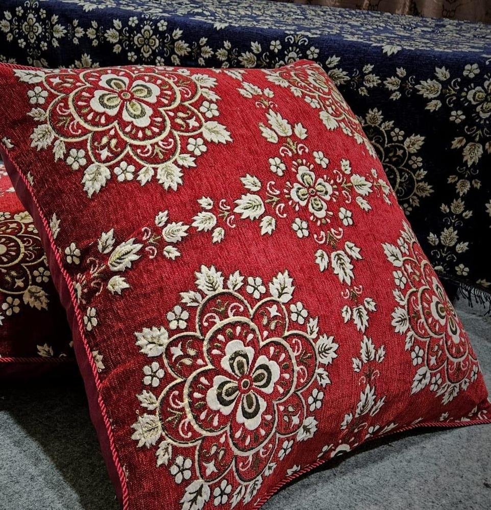 2 Pcs Velvet Embroidered Floor Cushion Cover