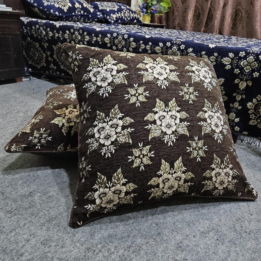 2 Pcs Velvet Embroidered Floor Cushion Cover