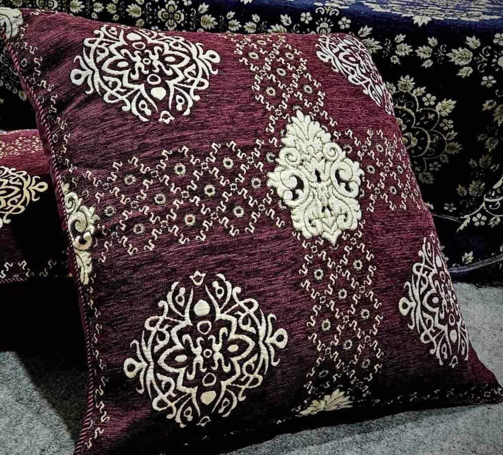 2 Pcs Velvet Embroidered Floor Cushion Cover