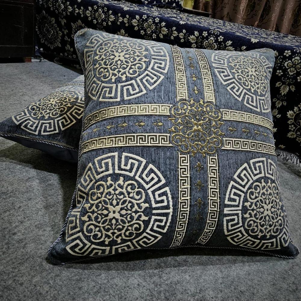 2 Pcs Velvet Embroidered Floor Cushion Cover