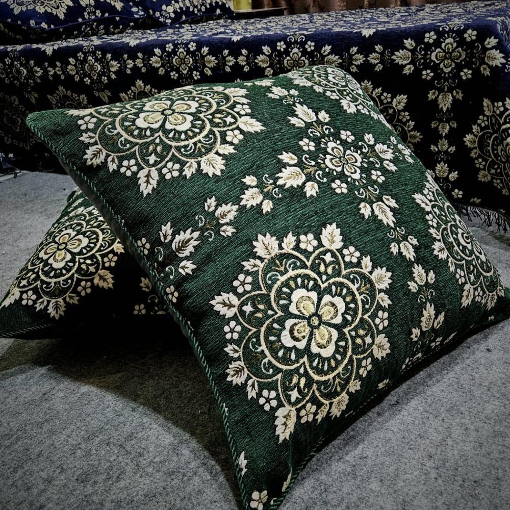 2 Pcs Velvet Embroidered Floor Cushion Cover