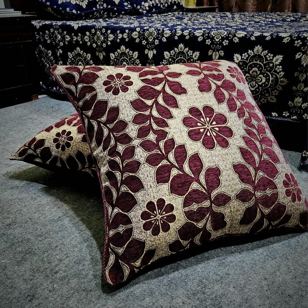 2 Pcs Velvet Embroidered Floor Cushion Cover