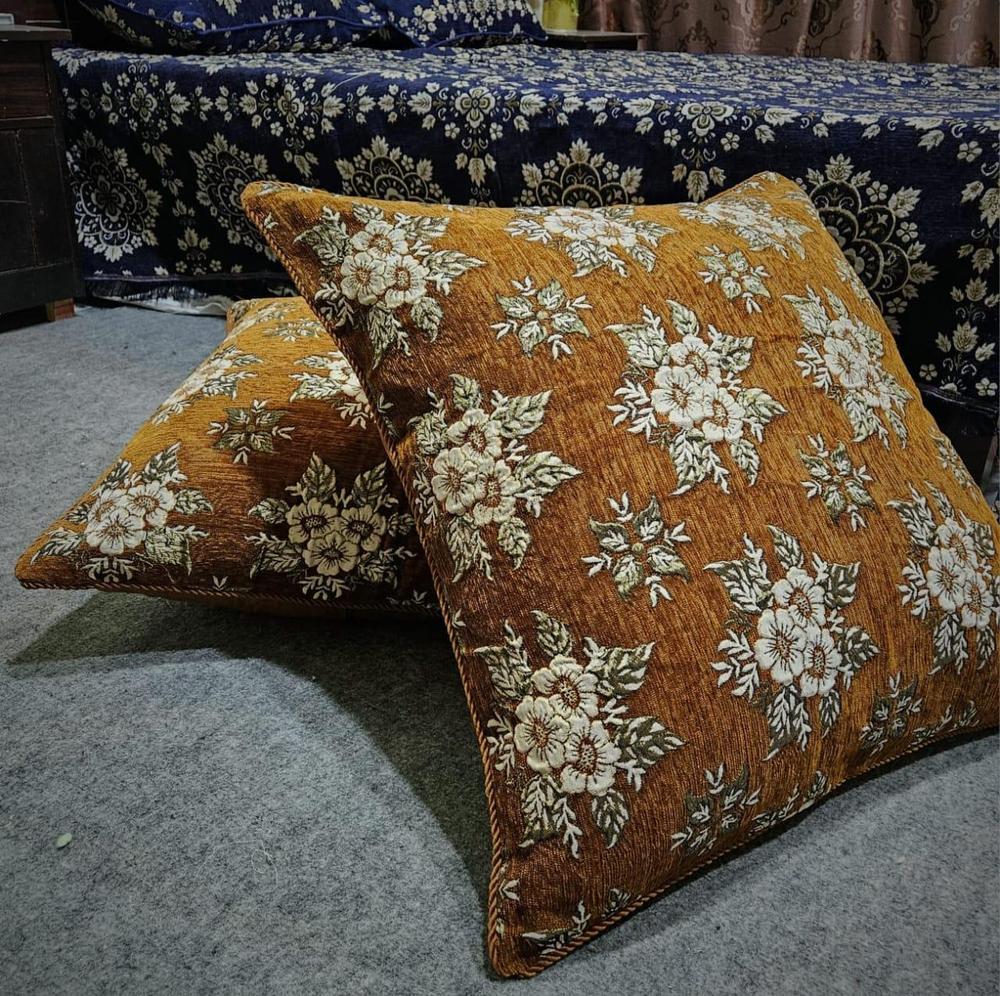 2 Pcs Velvet Embroidered Floor Cushion Cover