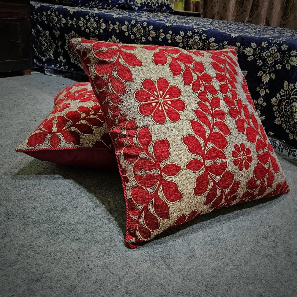 2 Pcs Velvet Embroidered Floor Cushion Cover