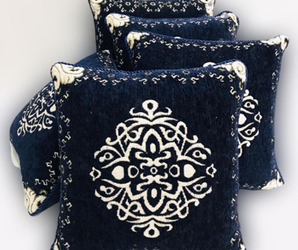 5 Pcs Velvet Jacquard Embroidered Cushion Covers With Filling