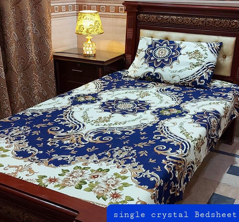 2 Pcs Crystal Cotton Printed Single Bedsheet