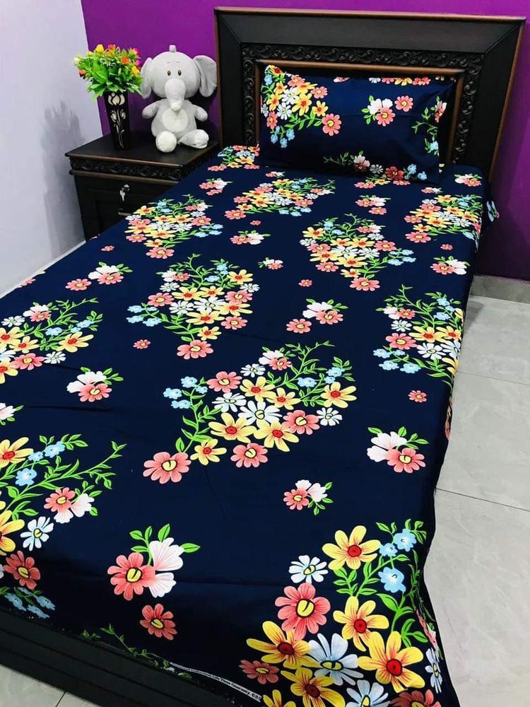 2 Pcs Crystal Cotton Printed Single Bedsheet
