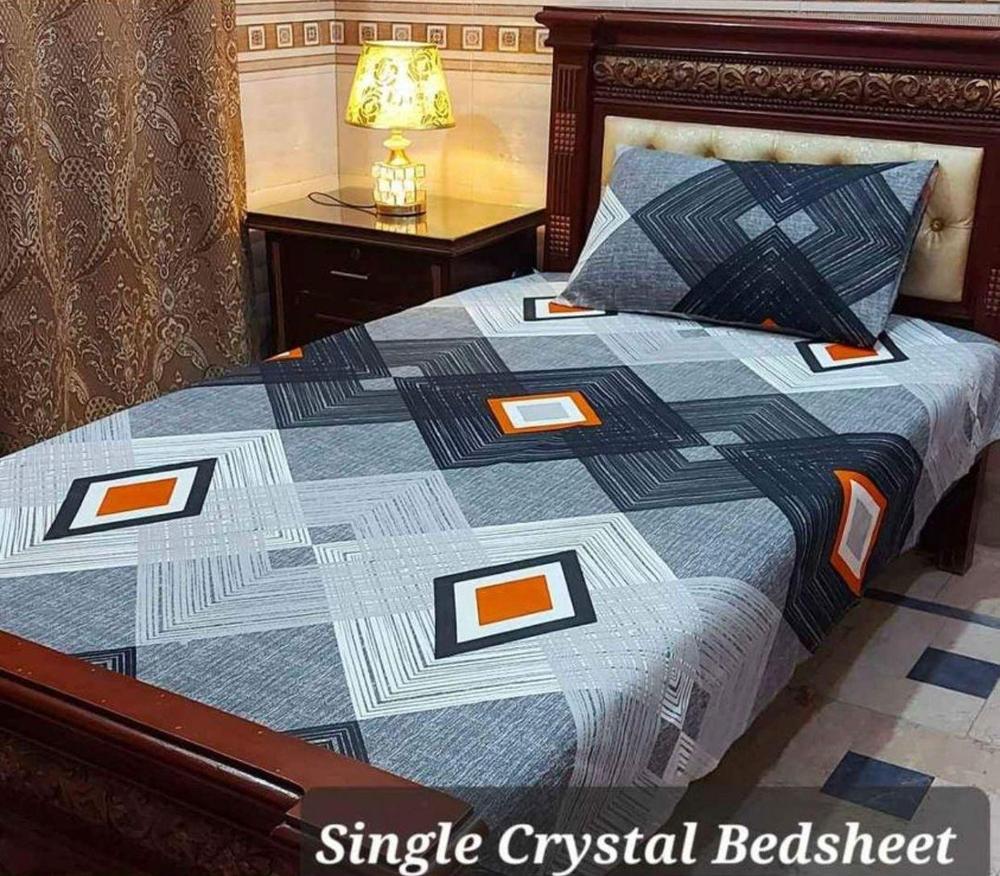 2 Pcs Crystal Cotton Printed Single Bedsheet