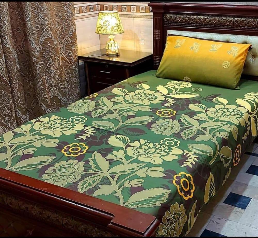 2 Pcs Crystal Cotton Printed Single Bedsheet