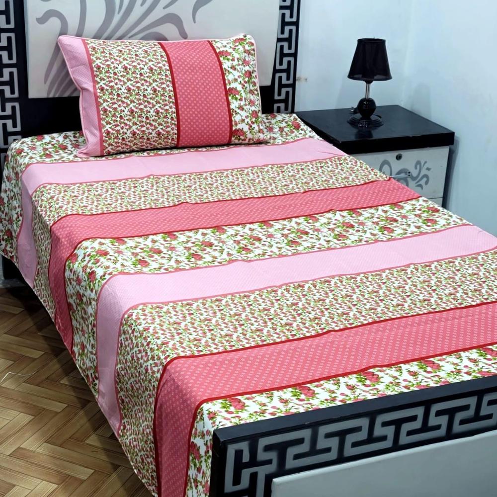 2 Pcs Cotton Sotton Printed Single Bedsheet