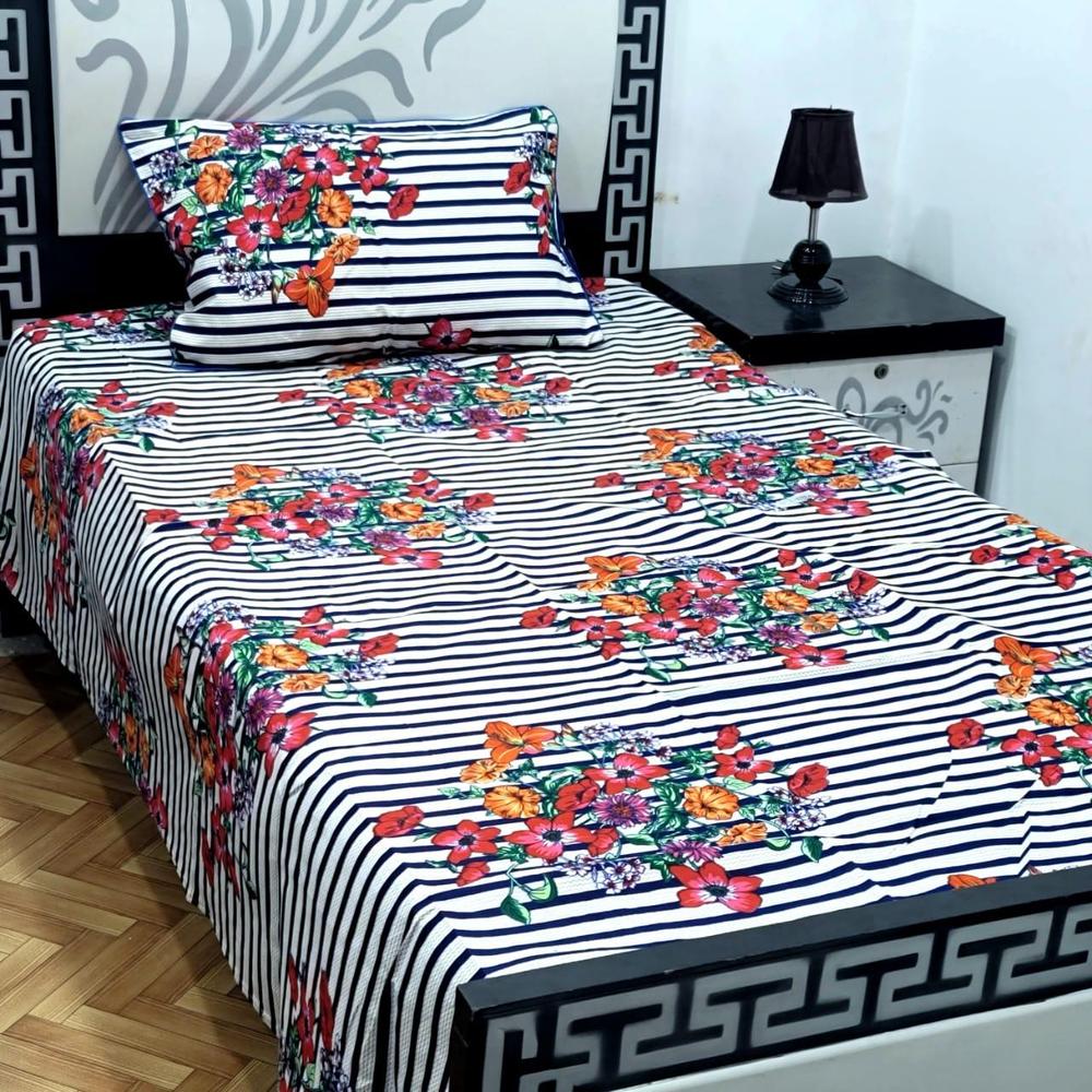 2 Pcs Cotton Sotton Printed Single Bedsheet