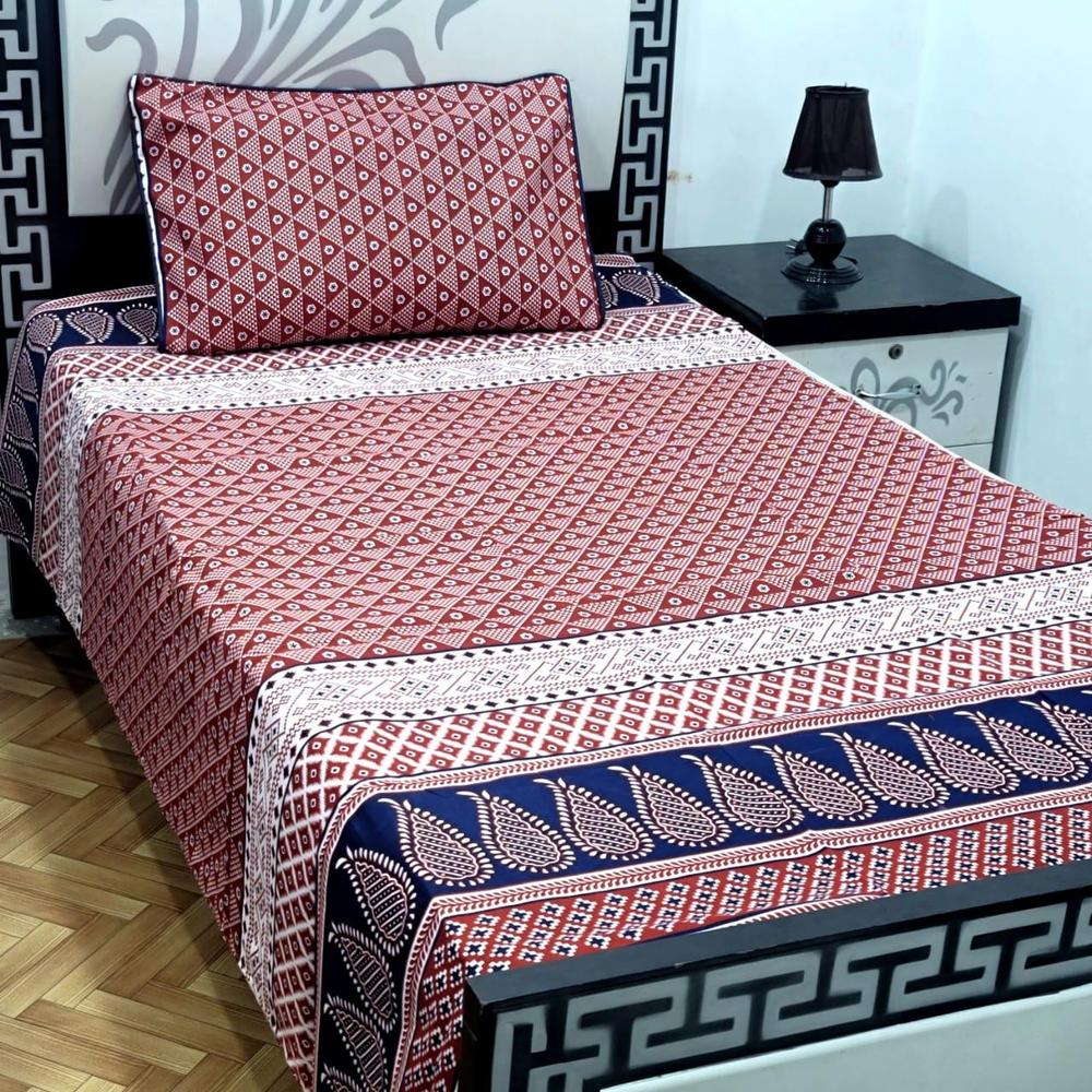 2 Pcs Cotton Sotton Printed Single Bedsheet