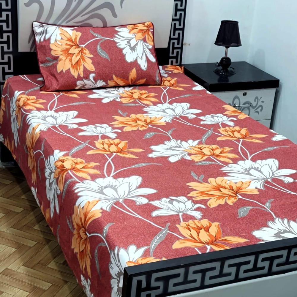 2 Pcs Cotton Sotton Printed Single Bedsheet