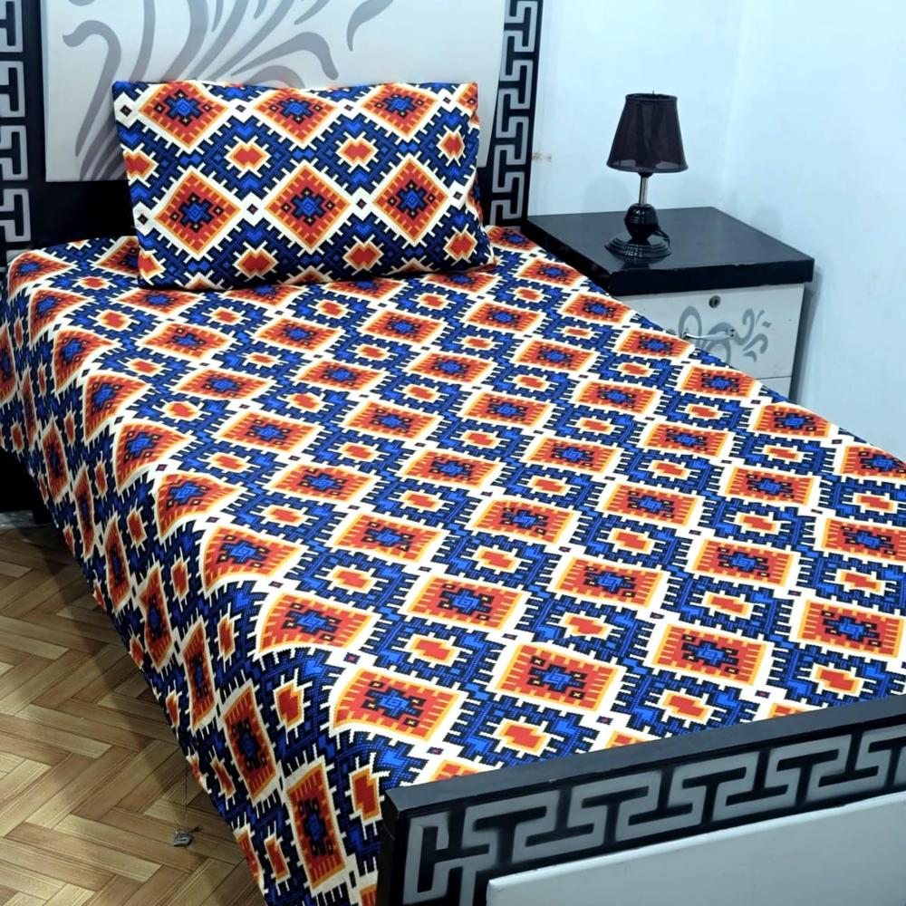 2 Pcs Cotton Sotton Printed Single Bedsheet