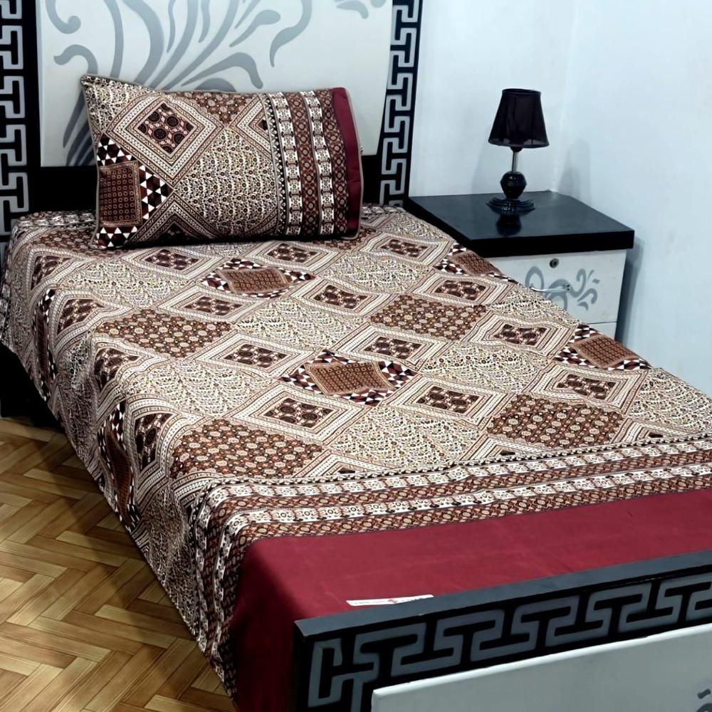 2 Pcs Cotton Sotton Printed Single Bedsheet