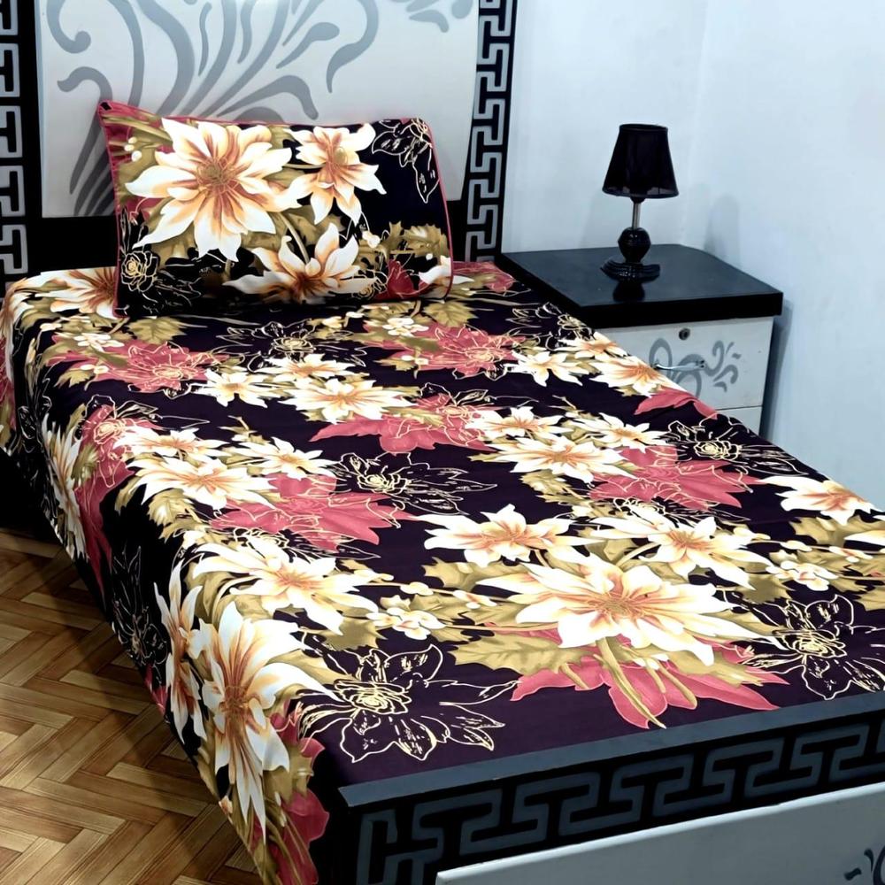 2 Pcs Cotton Sotton Printed Single Bedsheet
