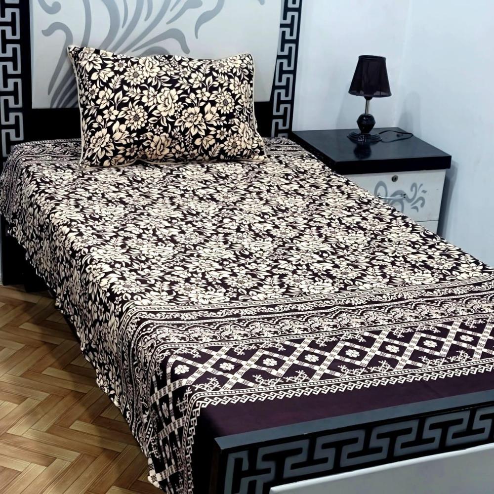 2 Pcs Cotton Sotton Printed Single Bedsheet