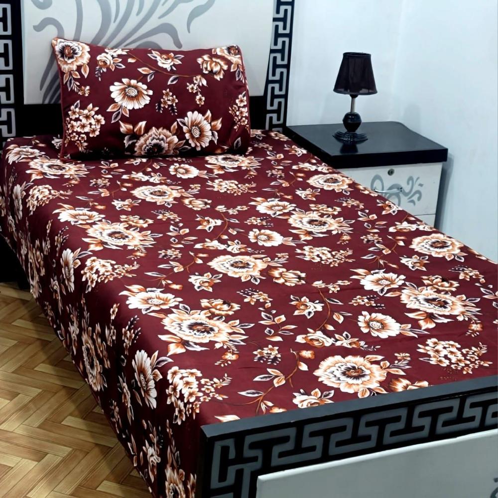 2 Pcs Cotton Sotton Printed Single Bedsheet