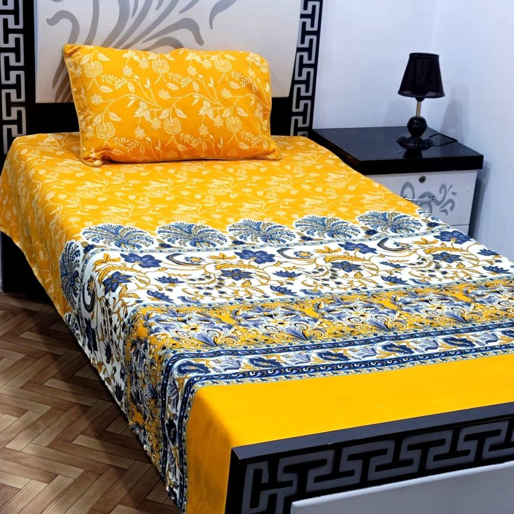 2 Pcs Cotton Sotton Printed Single Bedsheet