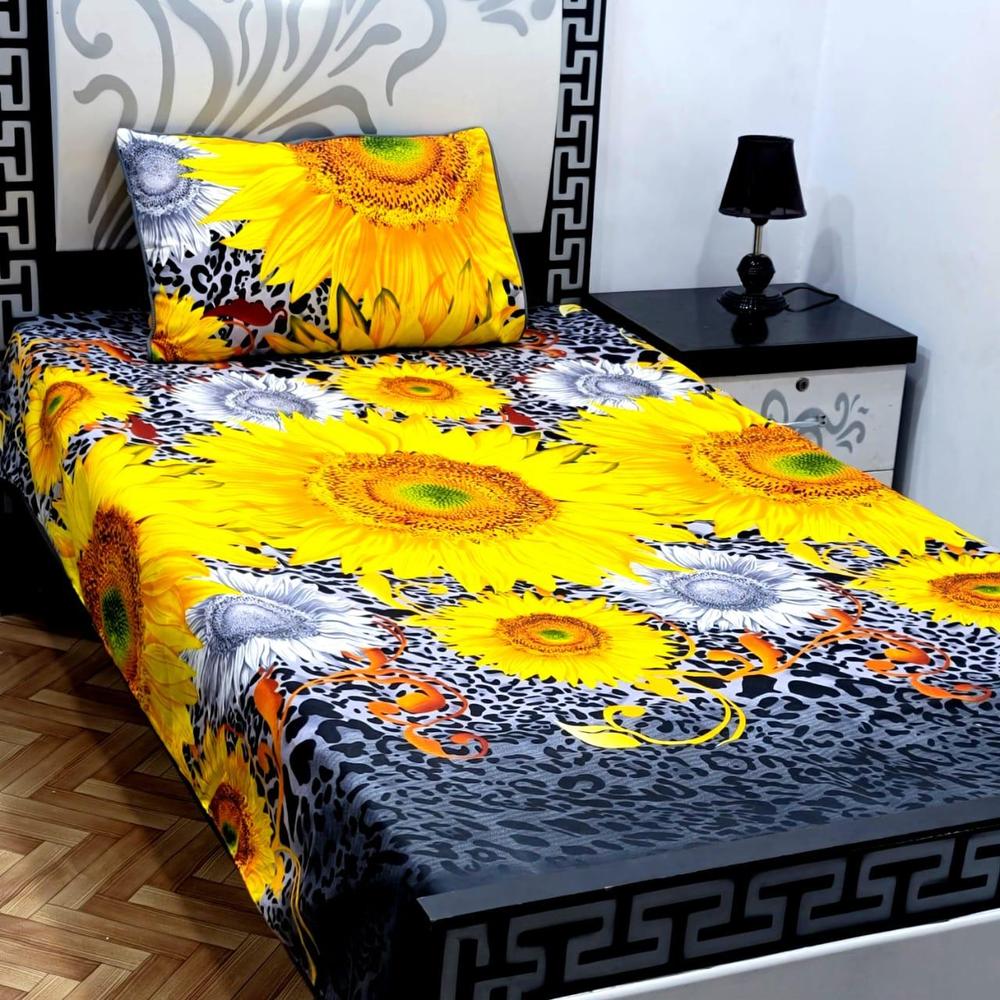 2 Pcs Cotton Sotton Printed Single Bedsheet