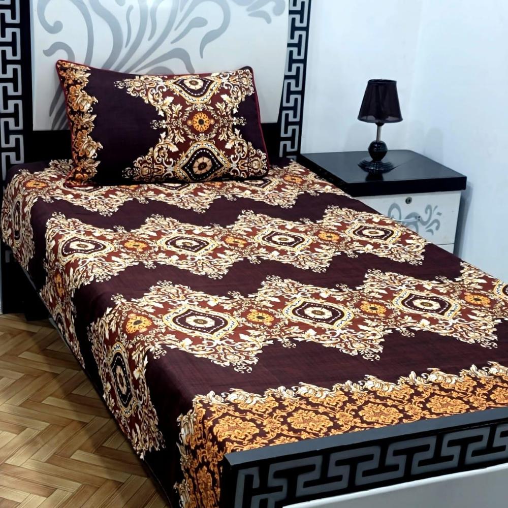 2 Pcs Cotton Sotton Printed Single Bedsheet
