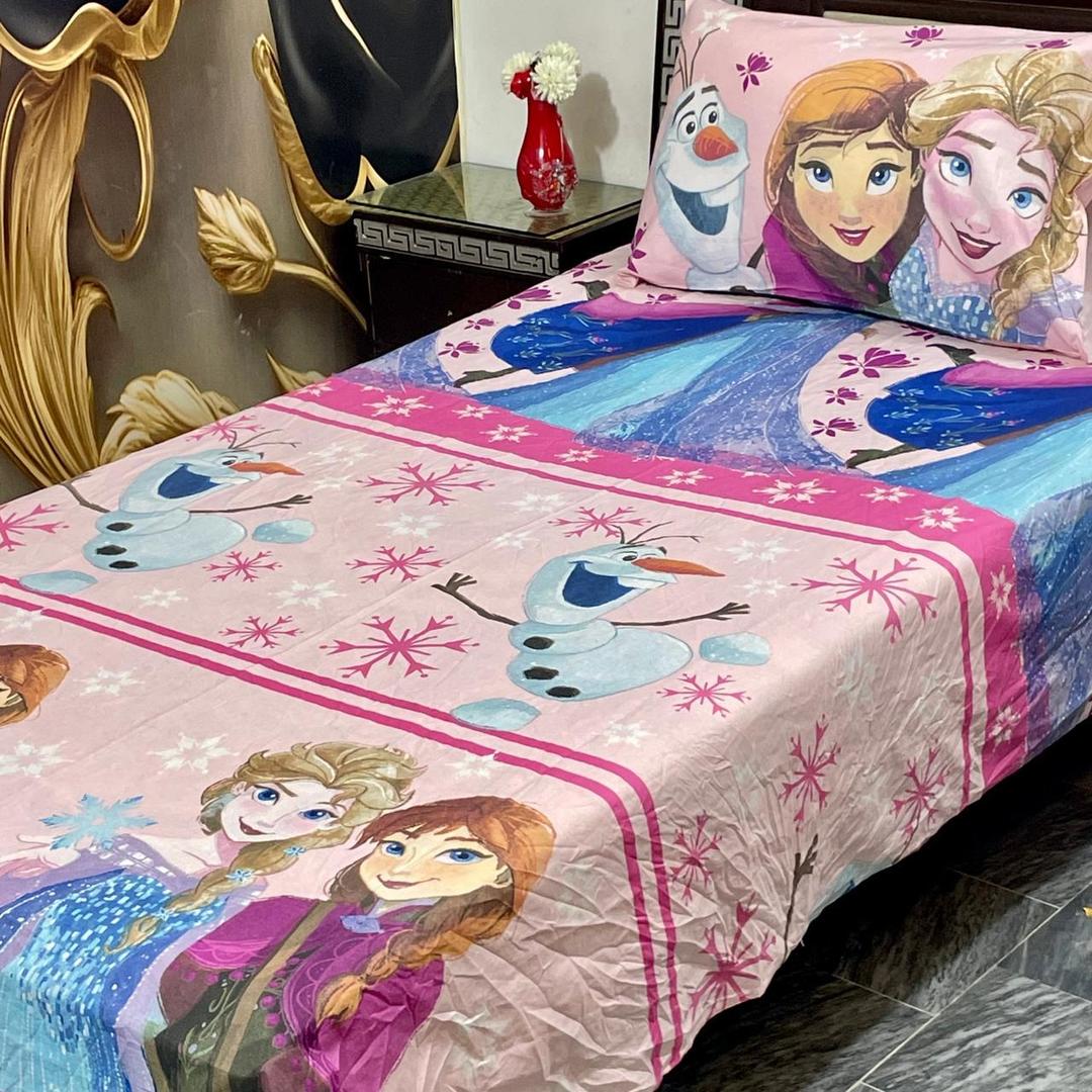 Colorful Printed Cotton Single Bedsheet Set - 2 Pcs