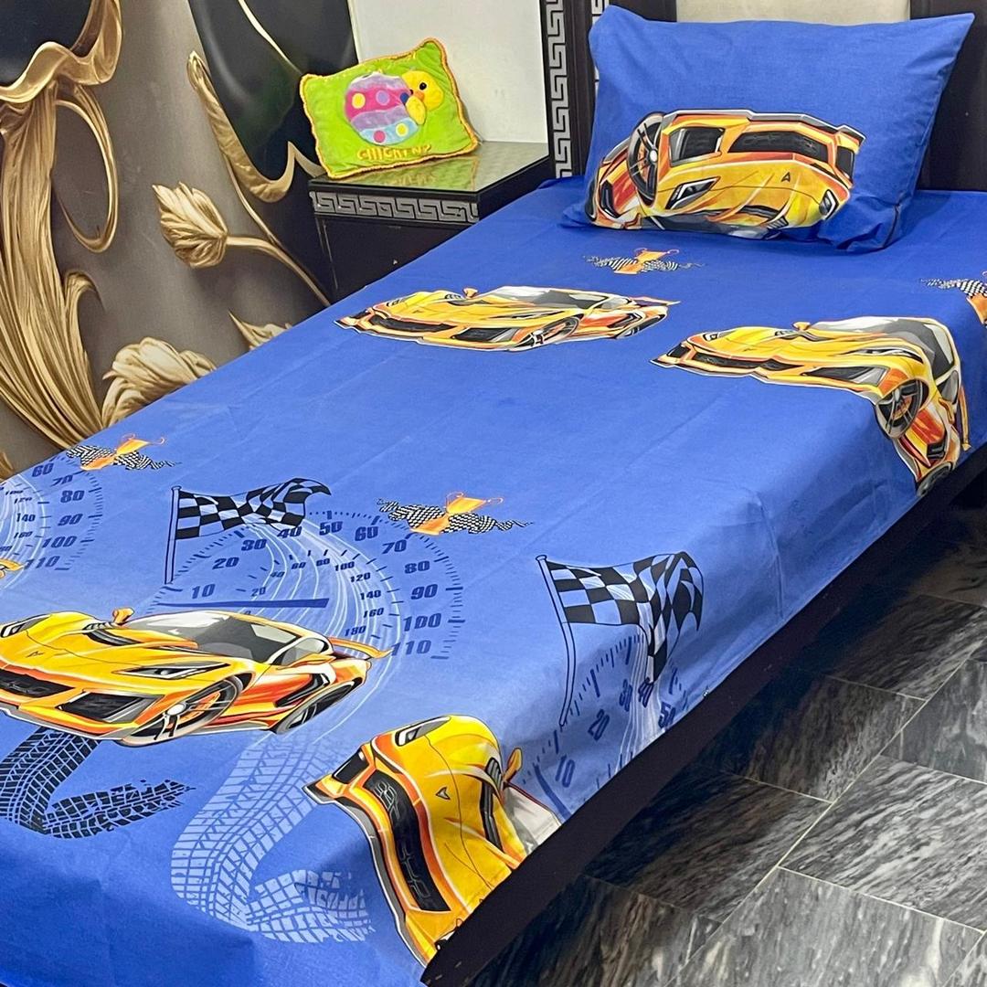 Colorful Printed Cotton Single Bedsheet Set - 2 Pcs