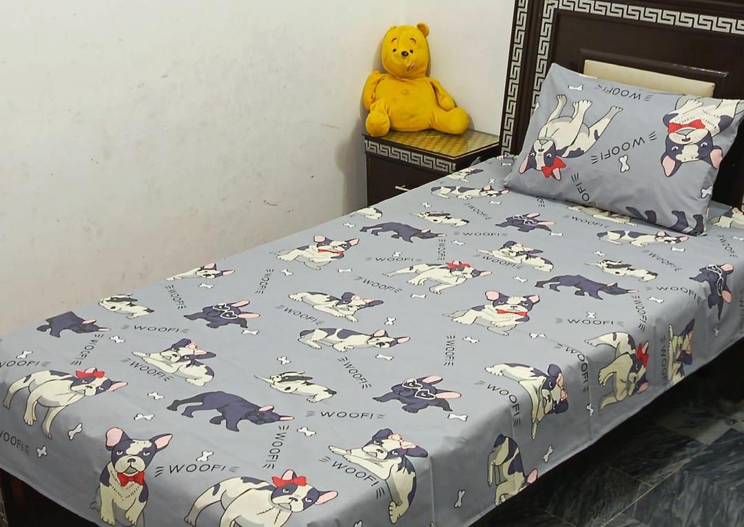 Colorful Printed Cotton Single Bedsheet Set - 2 Pcs