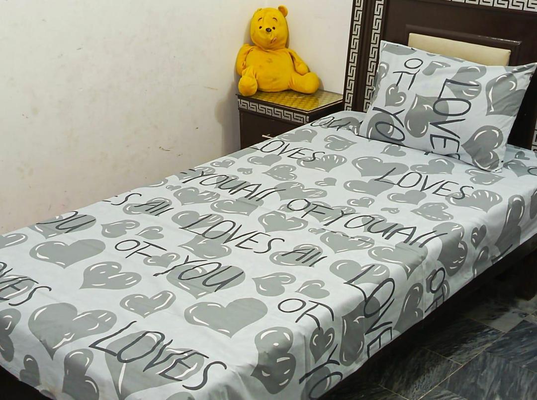 Colorful Printed Cotton Single Bedsheet Set - 2 Pcs