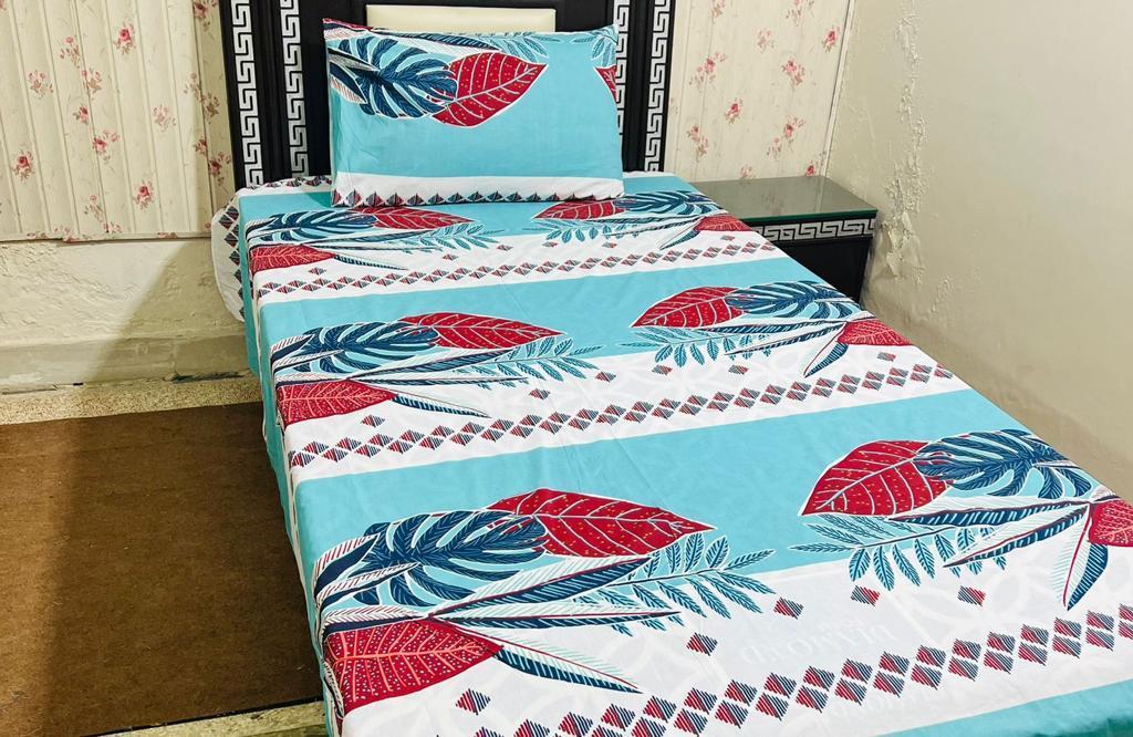 Colorful Printed Cotton Single Bedsheet Set - 2 Pcs