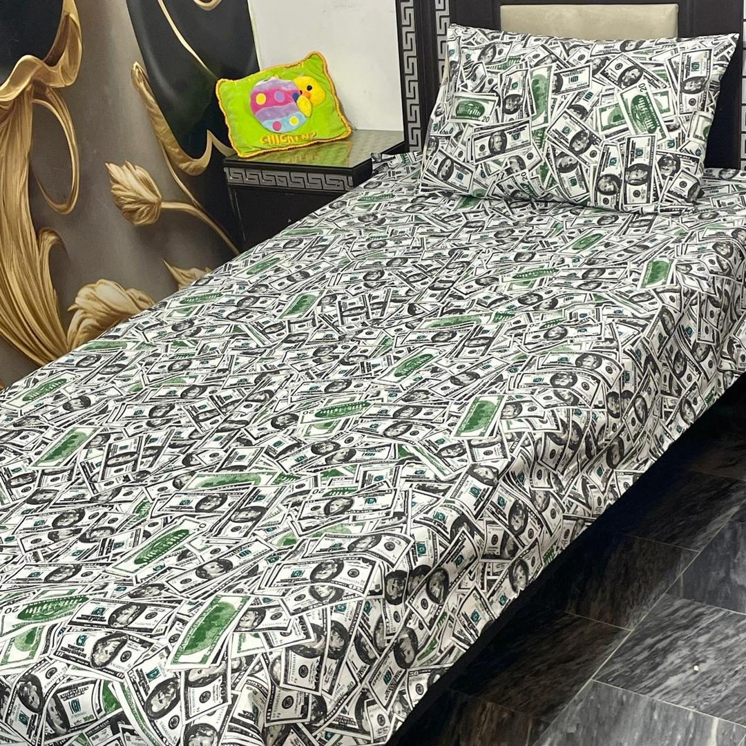 Colorful Printed Cotton Single Bedsheet Set - 2 Pcs