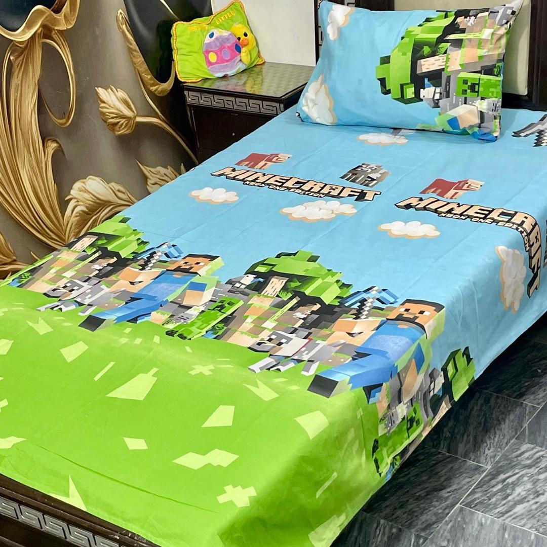 Colorful Printed Cotton Single Bedsheet Set - 2 Pcs
