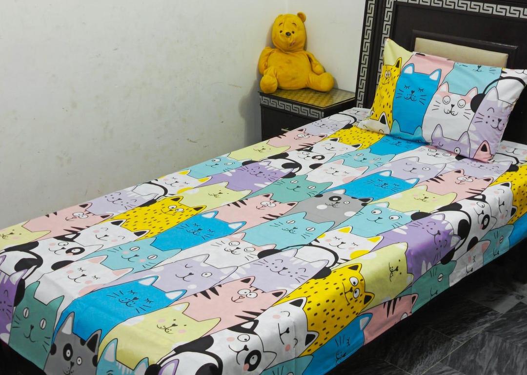 Elegant Cotton Printed Single Bedsheet Set - 2 Pcs