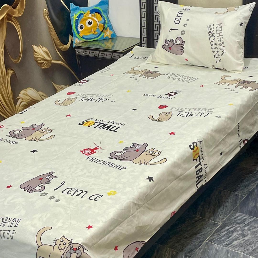 Elegant Cotton Printed Single Bedsheet Set - 2 Pcs